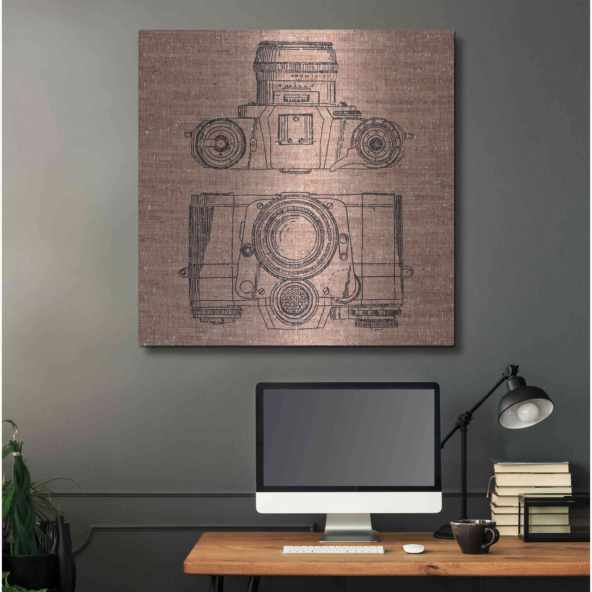 Luxe Metal Art 'Cork Camera' by Kamdon Kreations, Metal Wall Art,36x36