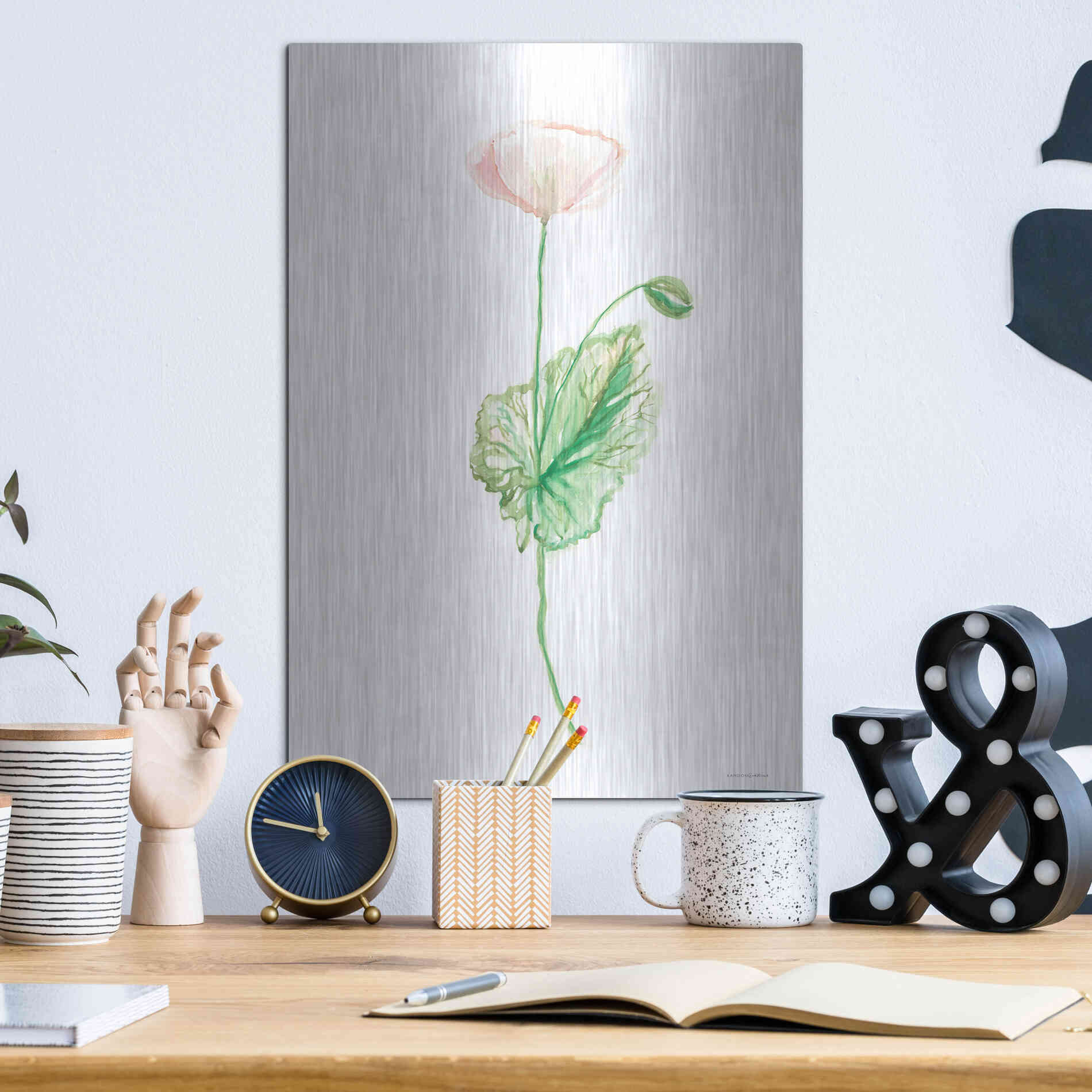 Luxe Metal Art 'Blushing' by Kamdon Kreations, Metal Wall Art,12x16