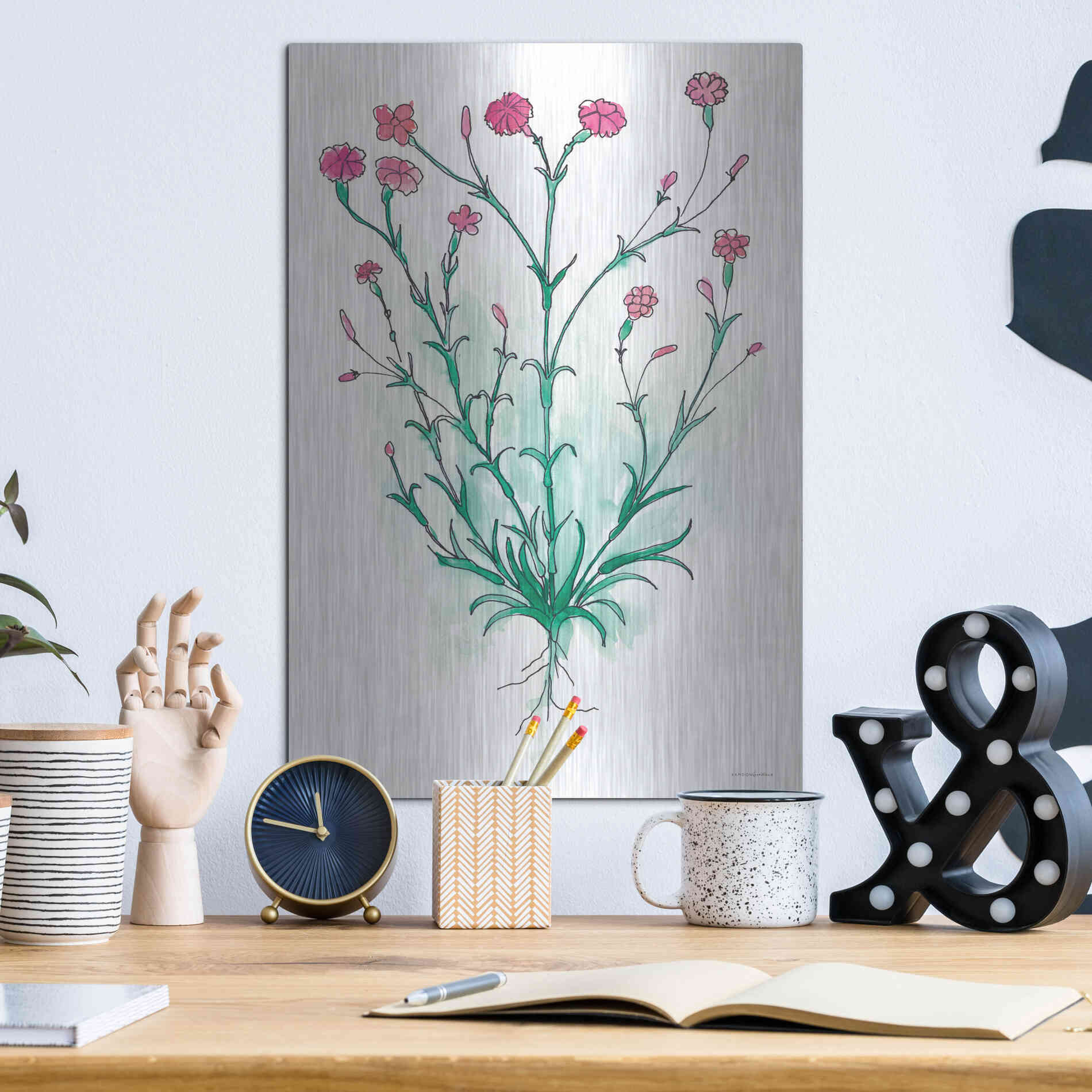 Luxe Metal Art 'Stable Bloom' by Kamdon Kreations, Metal Wall Art,12x16