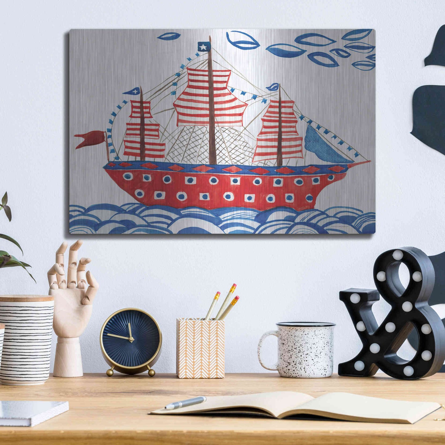 Luxe Metal Art 'Nautical Ties' by Kamdon Kreations, Metal Wall Art,16x12