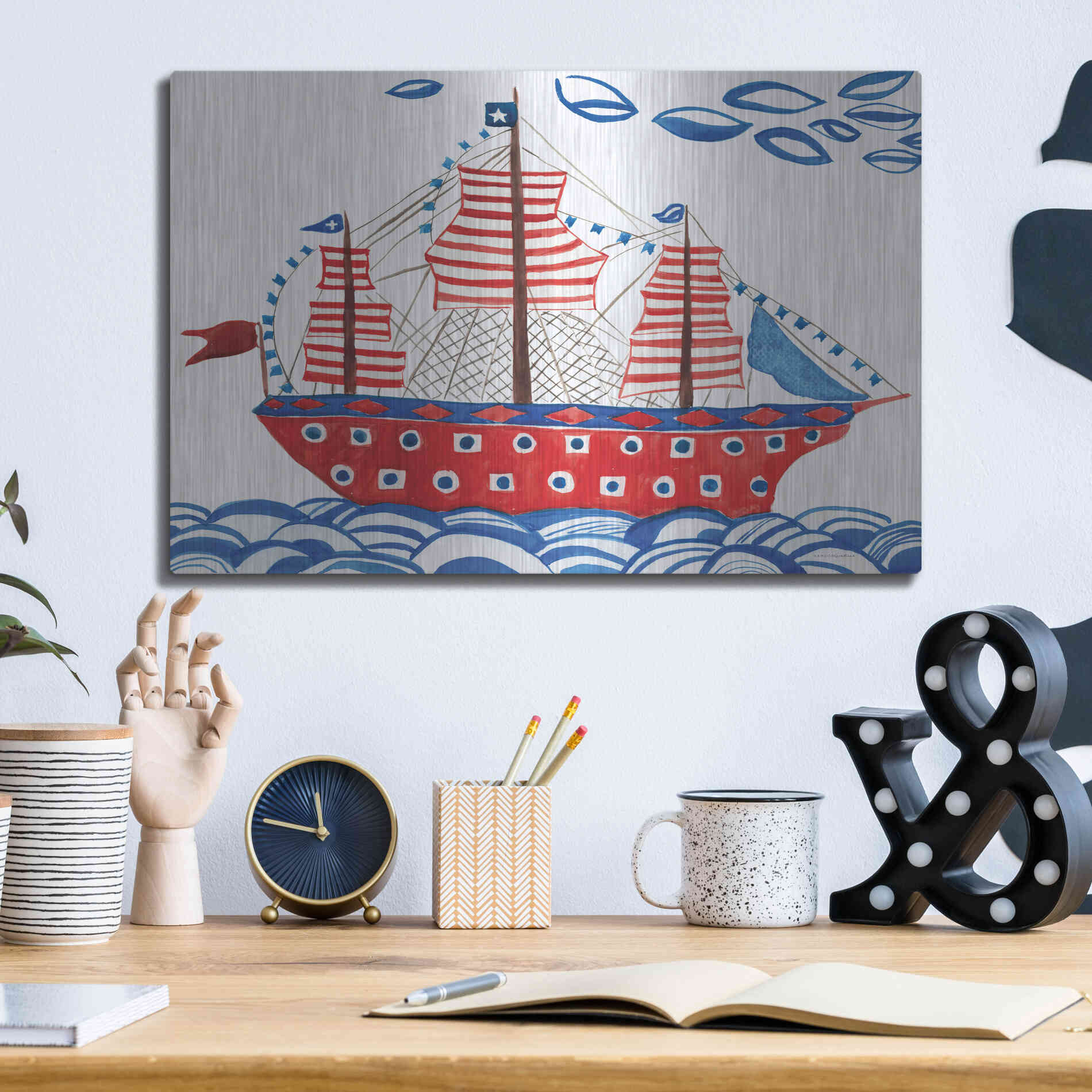 Luxe Metal Art 'Nautical Ties' by Kamdon Kreations, Metal Wall Art,16x12