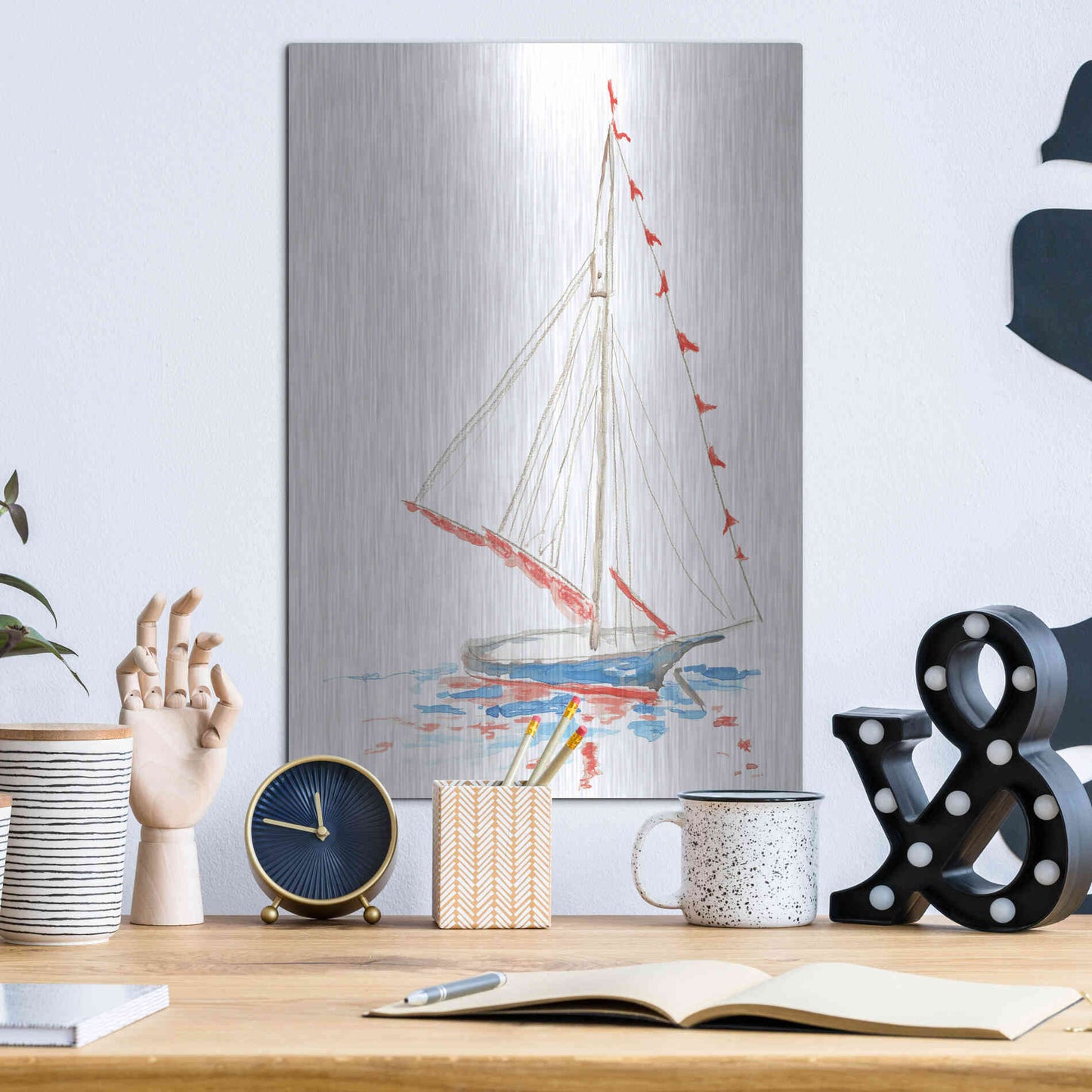 Luxe Metal Art 'Boat Parade' by Kamdon Kreations, Metal Wall Art,12x16