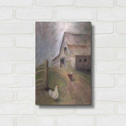 Luxe Metal Art 'Chickens in the Barnyard' by Kelley Talent, Metal Wall Art,12x16