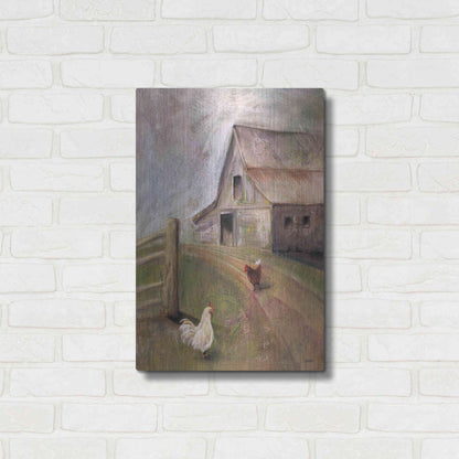 Luxe Metal Art 'Chickens in the Barnyard' by Kelley Talent, Metal Wall Art,16x24