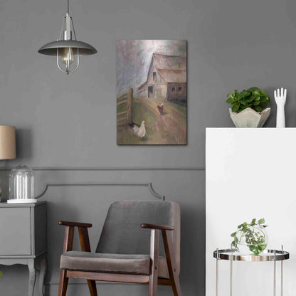 Luxe Metal Art 'Chickens in the Barnyard' by Kelley Talent, Metal Wall Art,16x24