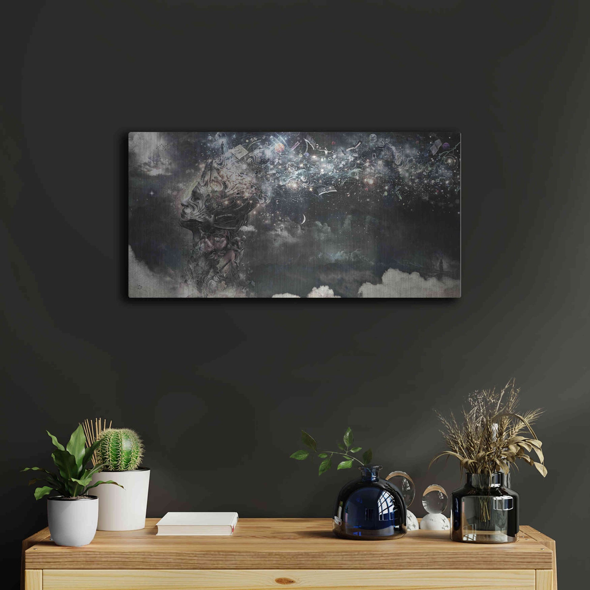 Luxe Metal Art 'Coma' by Cameron Gray, Metal Wall Art,24x12