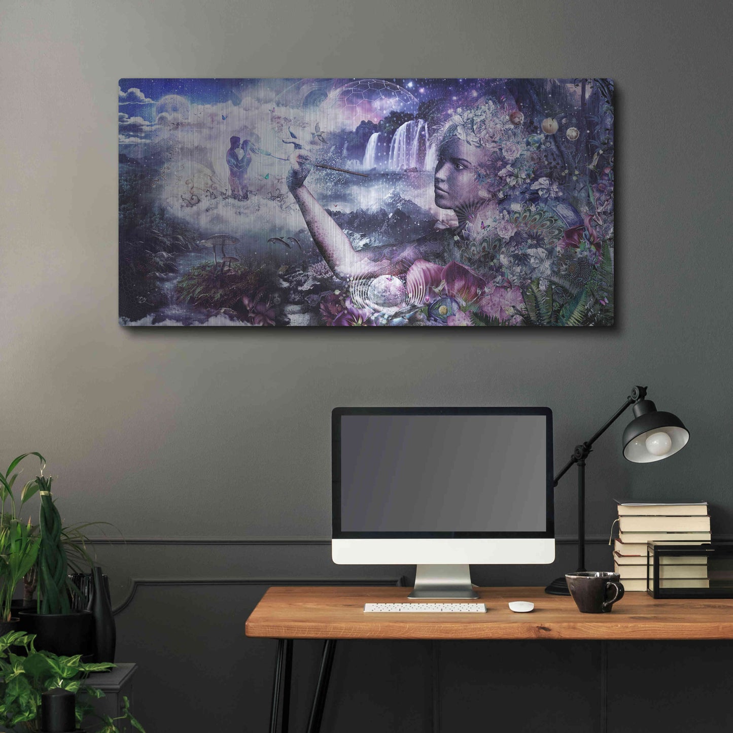 Luxe Metal Art 'The Painter' by Cameron Gray, Metal Wall Art,48x24