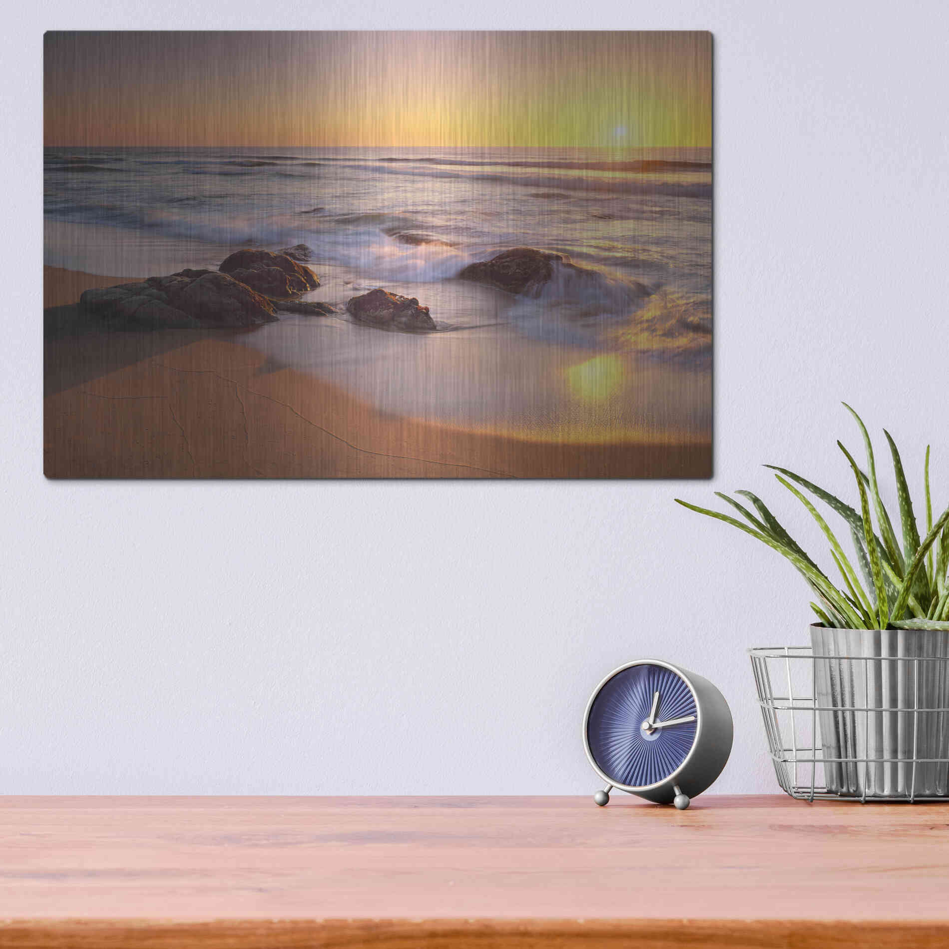 Luxe Metal Art 'Pacific Calm' by Christopher Foster, Metal Wall Art,16x12