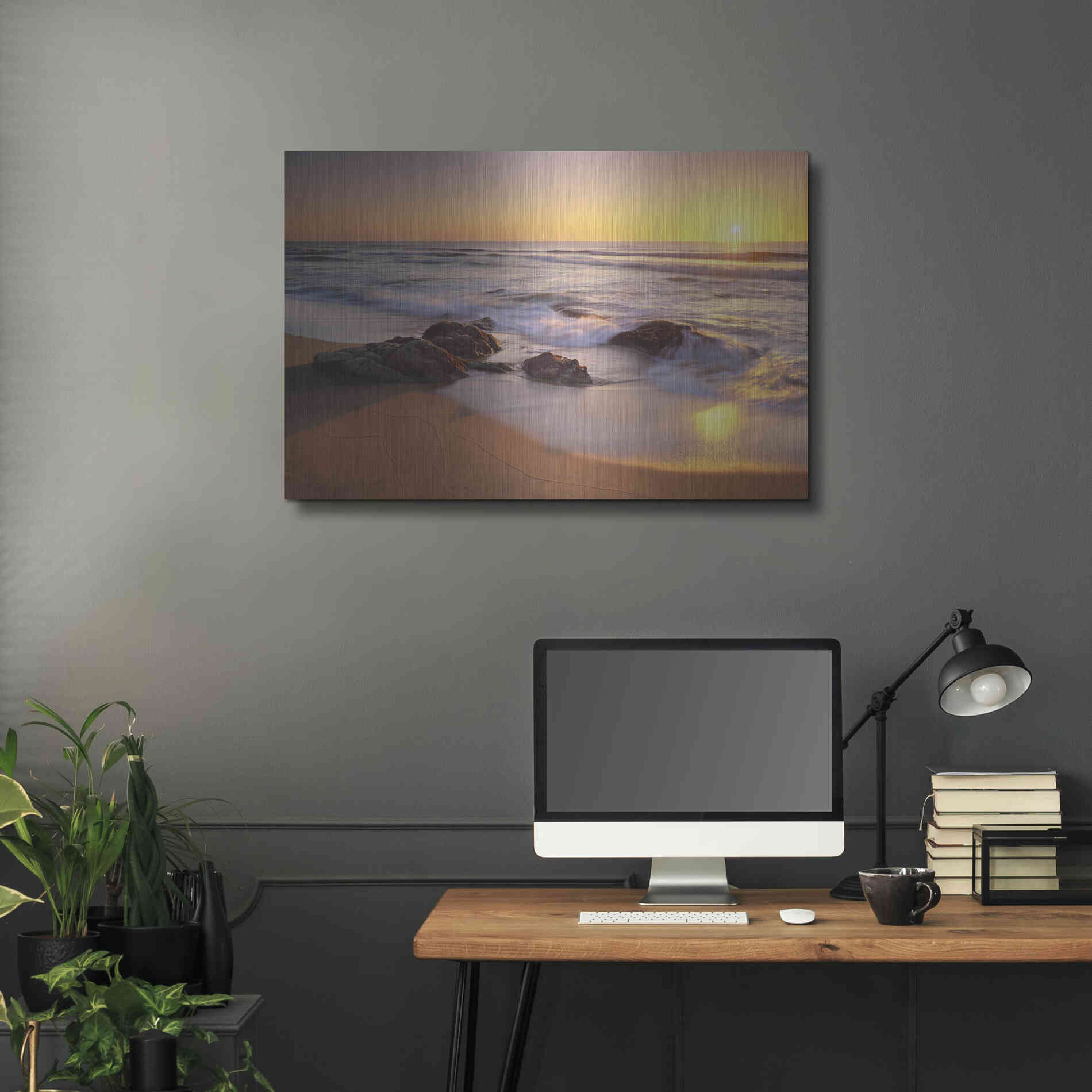 Luxe Metal Art 'Pacific Calm' by Christopher Foster, Metal Wall Art,36x24