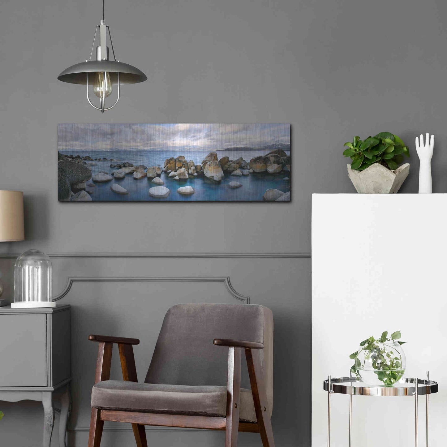 Luxe Metal Art 'Sand Harbor' by Christopher Foster, Metal Wall Art,36x12