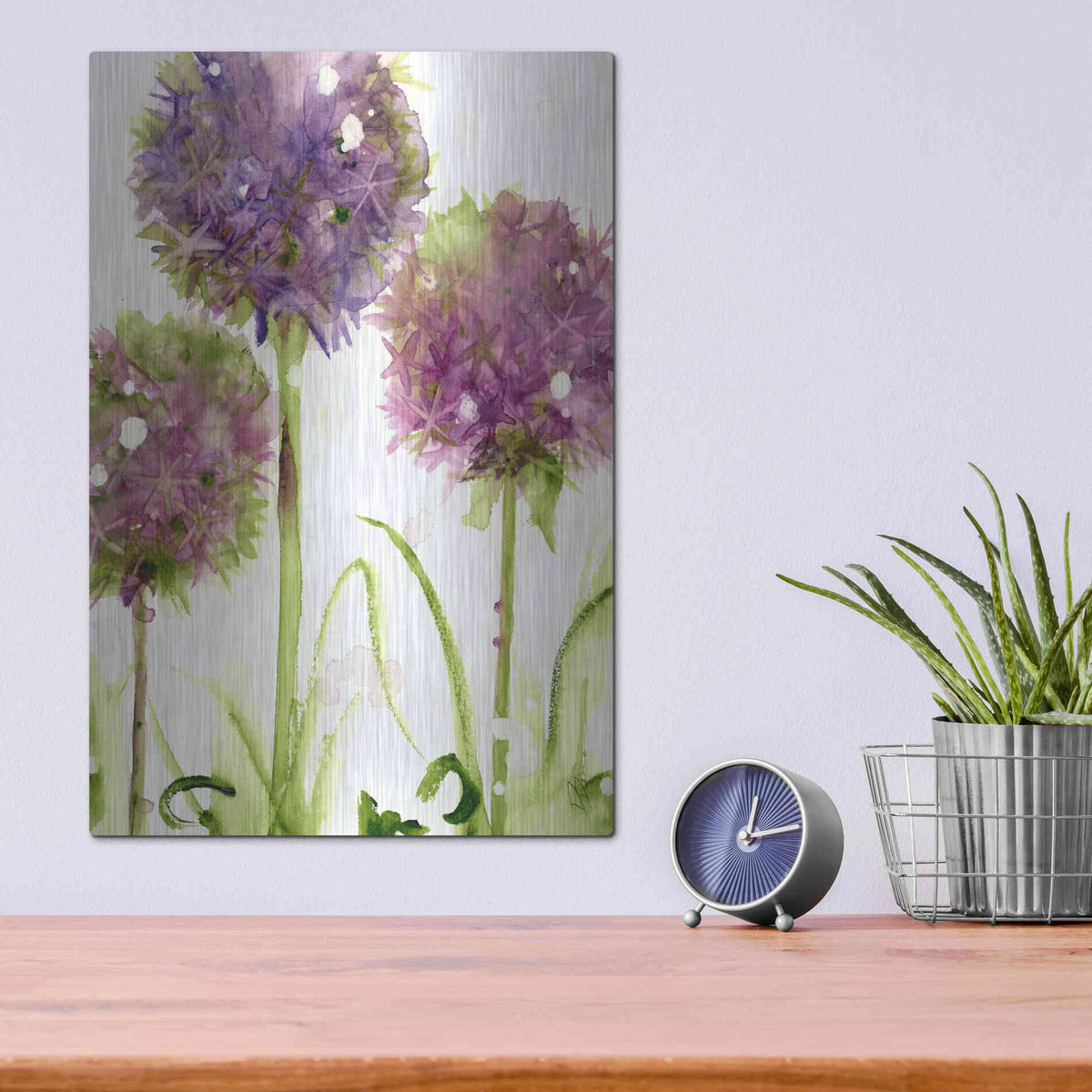 Luxe Metal Art 'Alliums' by Dawn Derman, Metal Wall Art,12x16