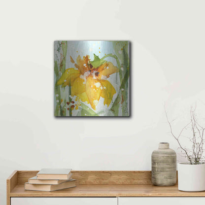 Luxe Metal Art 'Daffodil' by Dawn Derman, Metal Wall Art,12x12