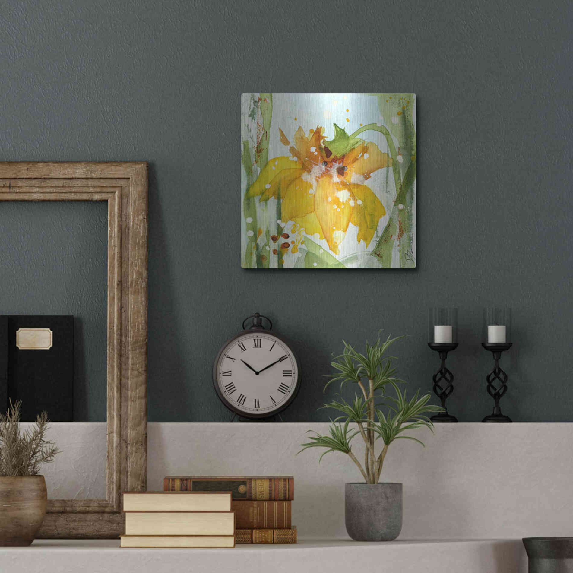 Luxe Metal Art 'Daffodil' by Dawn Derman, Metal Wall Art,12x12