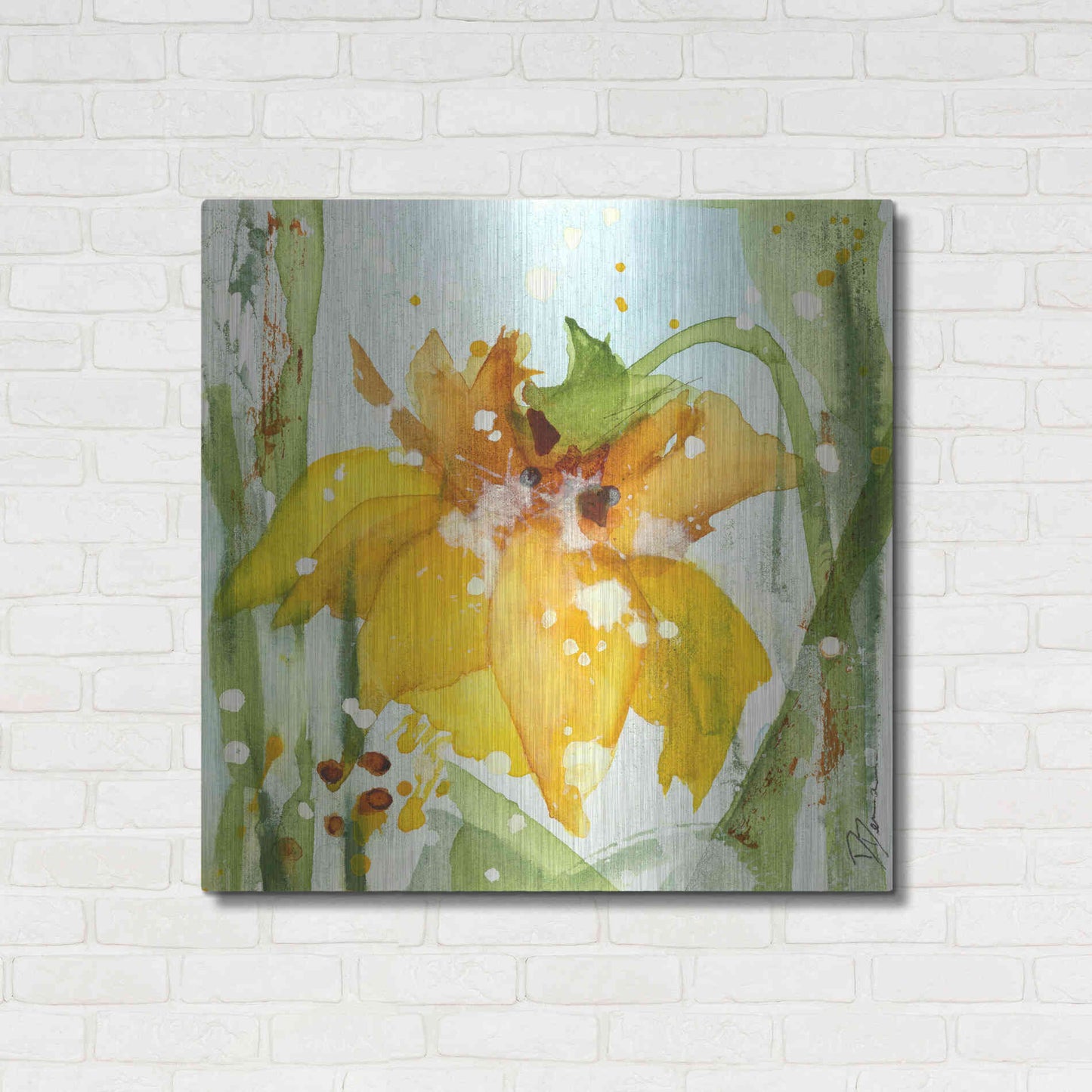 Luxe Metal Art 'Daffodil' by Dawn Derman, Metal Wall Art,36x36