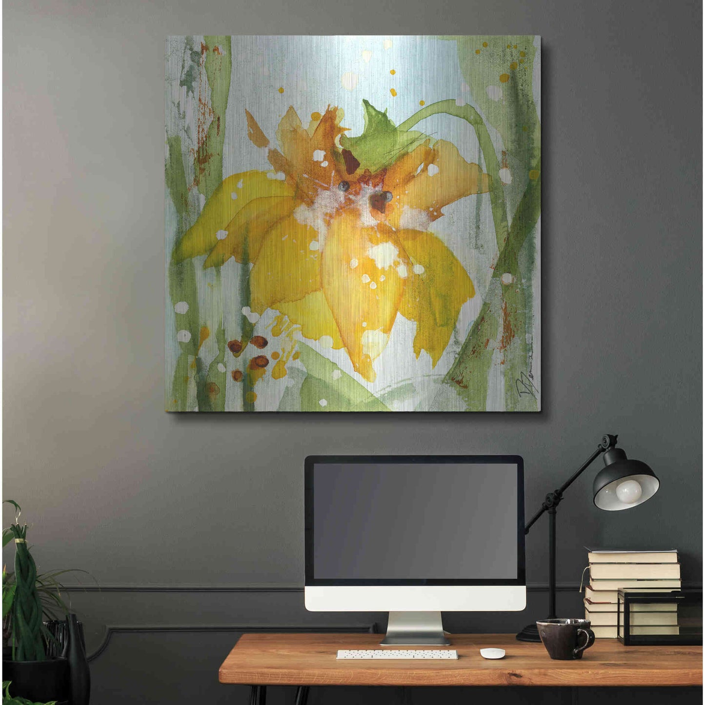 Luxe Metal Art 'Daffodil' by Dawn Derman, Metal Wall Art,36x36