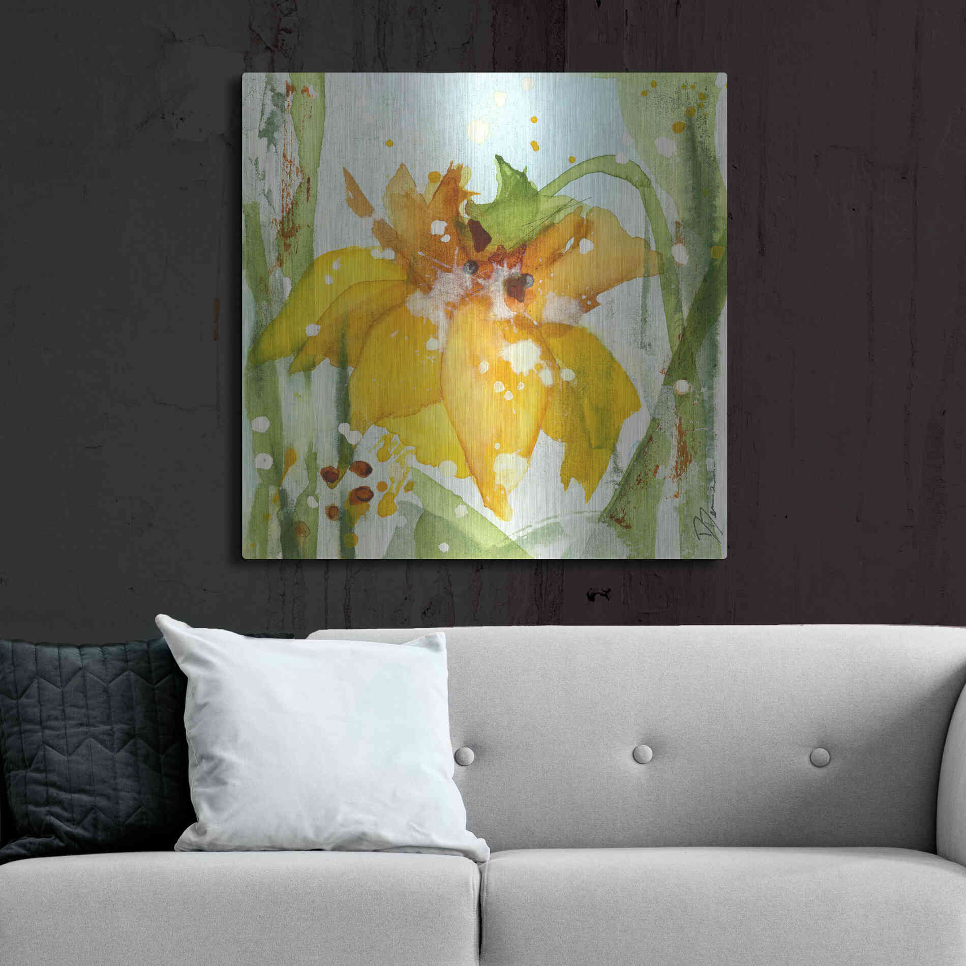 Luxe Metal Art 'Daffodil' by Dawn Derman, Metal Wall Art,36x36