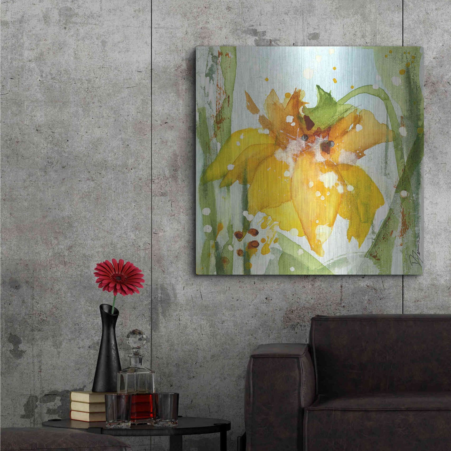 Luxe Metal Art 'Daffodil' by Dawn Derman, Metal Wall Art,36x36