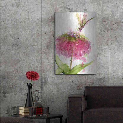 Luxe Metal Art 'Dragonfly and Zinnia' by Dawn Derman, Metal Wall Art,24x36