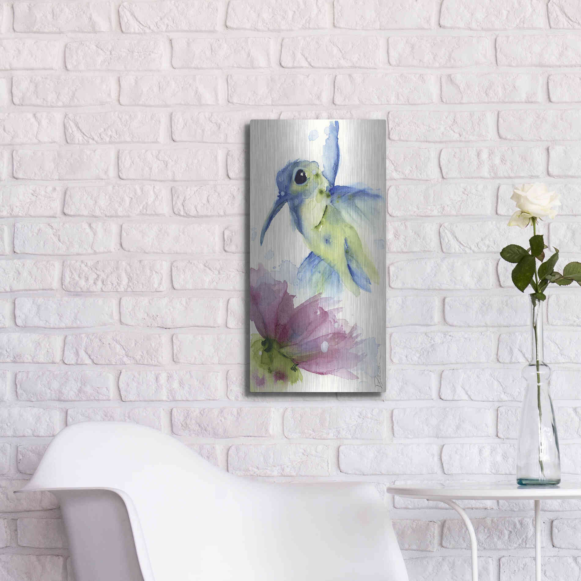 Luxe Metal Art 'Lilac and Blue' by Dawn Derman, Metal Wall Art,12x24