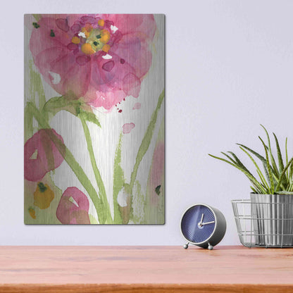 Luxe Metal Art 'Pink Wildflower' by Dawn Derman, Metal Wall Art,12x16