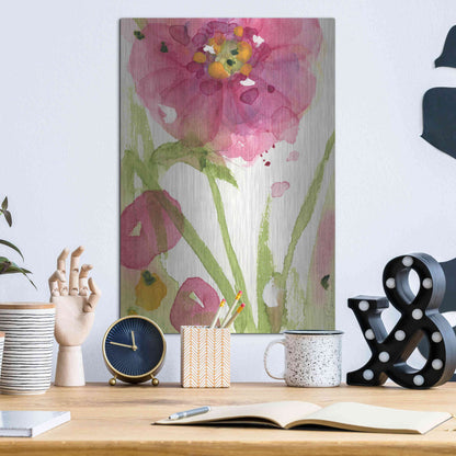 Luxe Metal Art 'Pink Wildflower' by Dawn Derman, Metal Wall Art,12x16