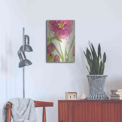 Luxe Metal Art 'Pink Wildflower' by Dawn Derman, Metal Wall Art,16x24