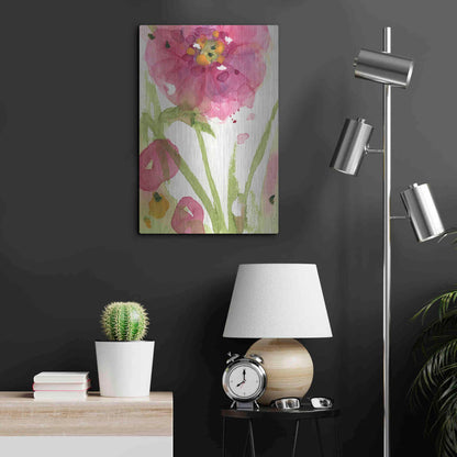 Luxe Metal Art 'Pink Wildflower' by Dawn Derman, Metal Wall Art,16x24