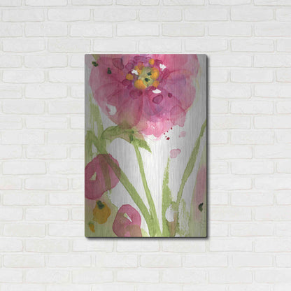 Luxe Metal Art 'Pink Wildflower' by Dawn Derman, Metal Wall Art,24x36