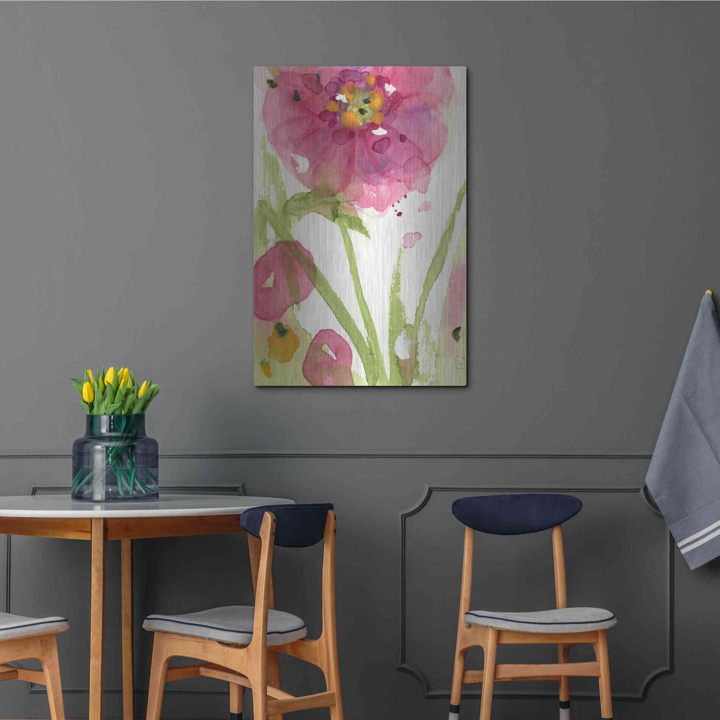 Luxe Metal Art 'Pink Wildflower' by Dawn Derman, Metal Wall Art,24x36