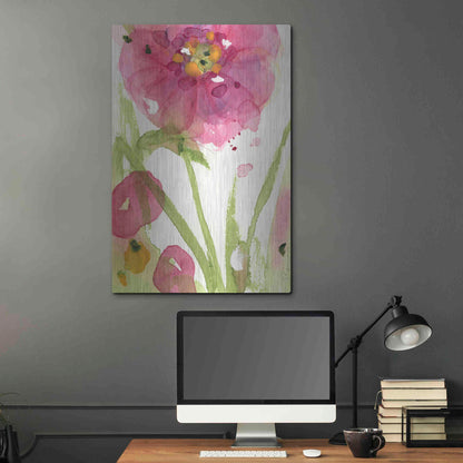 Luxe Metal Art 'Pink Wildflower' by Dawn Derman, Metal Wall Art,24x36