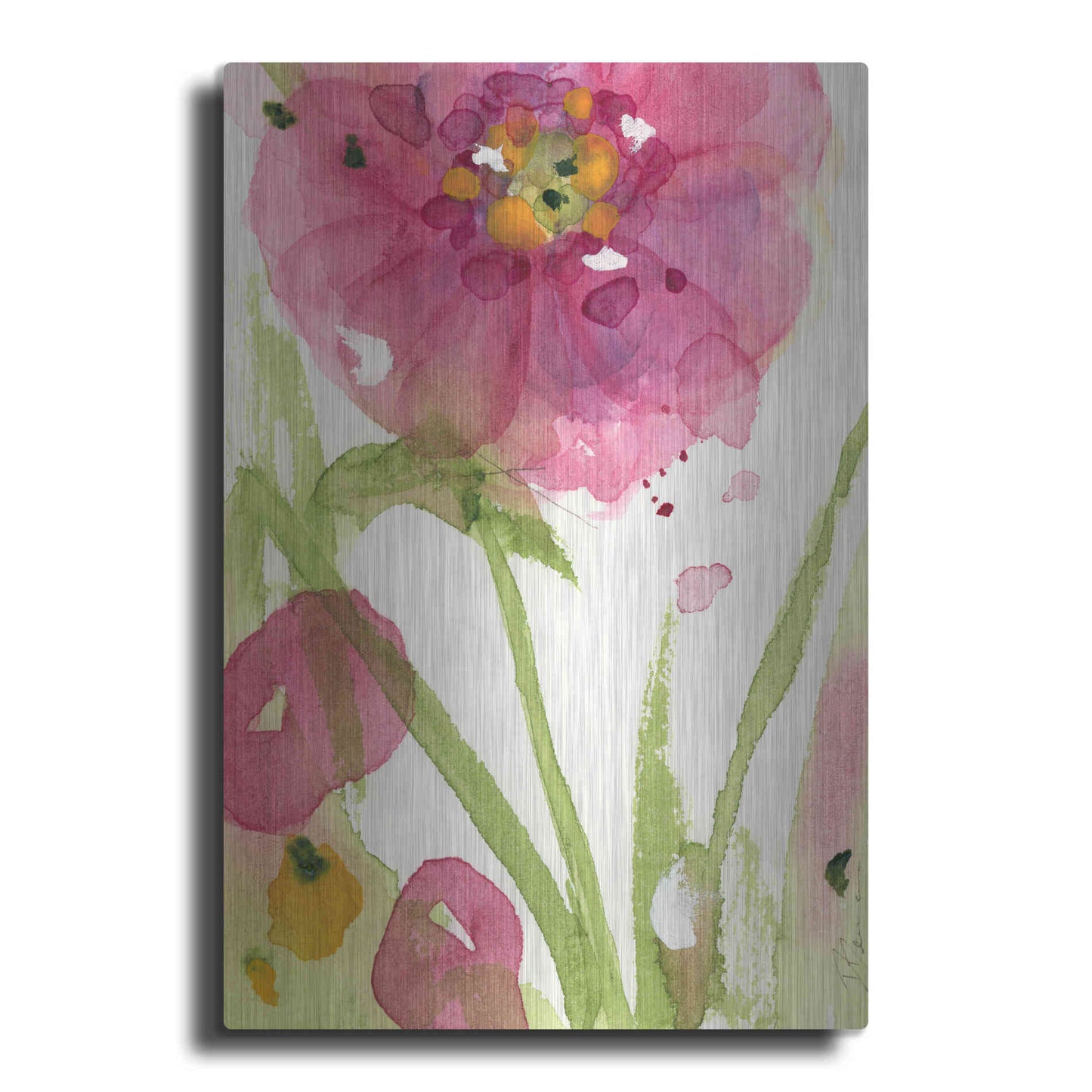 Luxe Metal Art 'Pink Wildflower' by Dawn Derman, Metal Wall Art