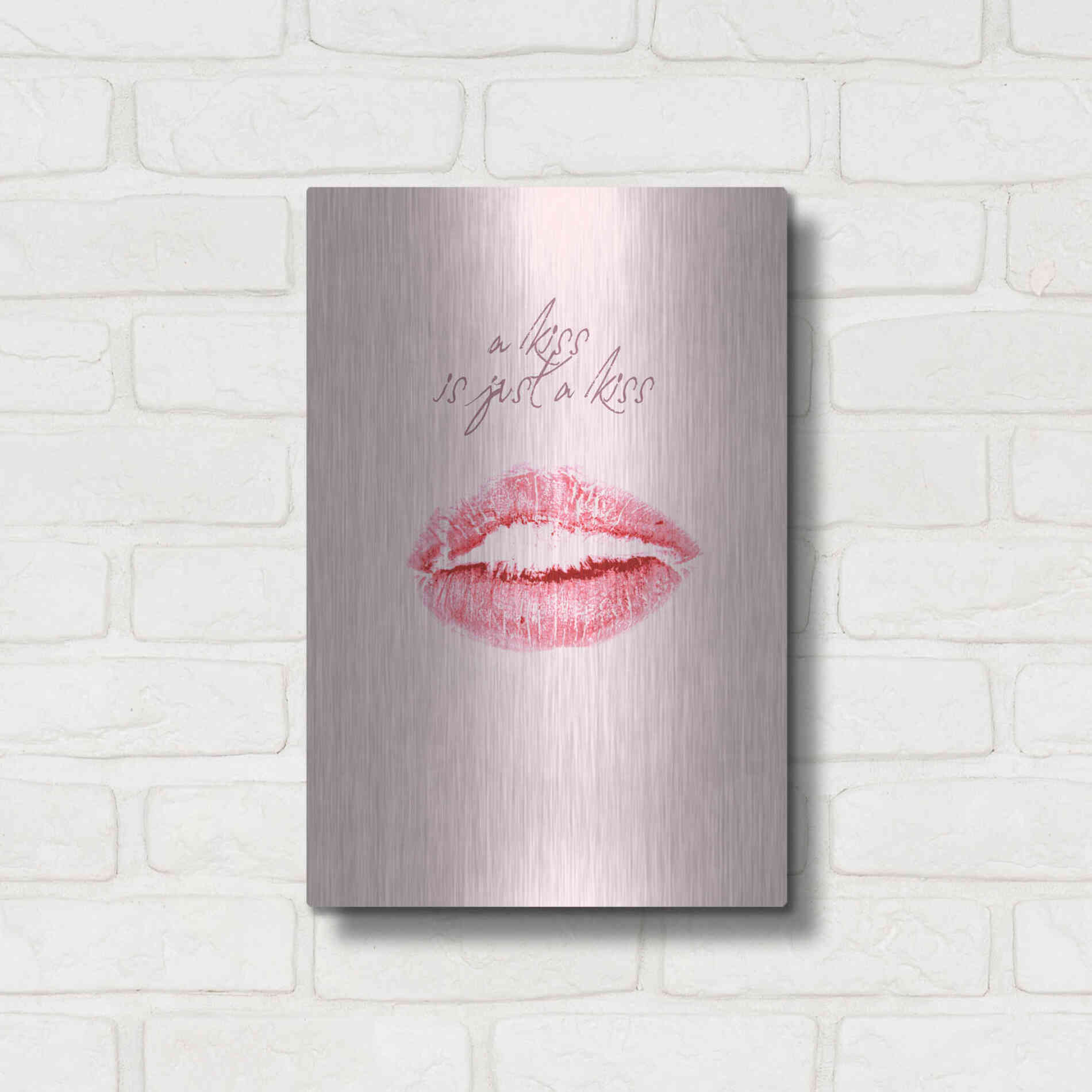 Luxe Metal Art 'A Kiss Is Just a Kiss' by Design Fabrikken, Metal Wall Art,12x16