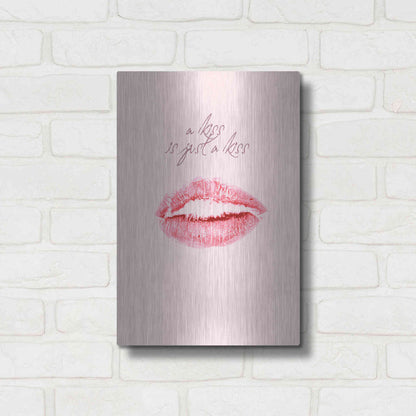 Luxe Metal Art 'A Kiss Is Just a Kiss' by Design Fabrikken, Metal Wall Art,12x16