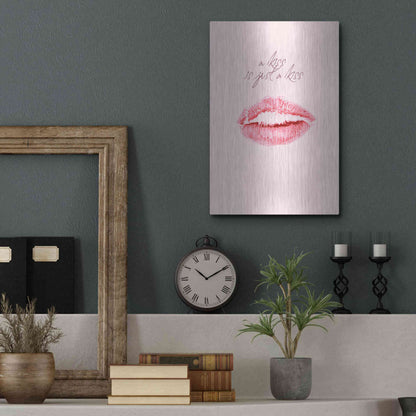 Luxe Metal Art 'A Kiss Is Just a Kiss' by Design Fabrikken, Metal Wall Art,12x16