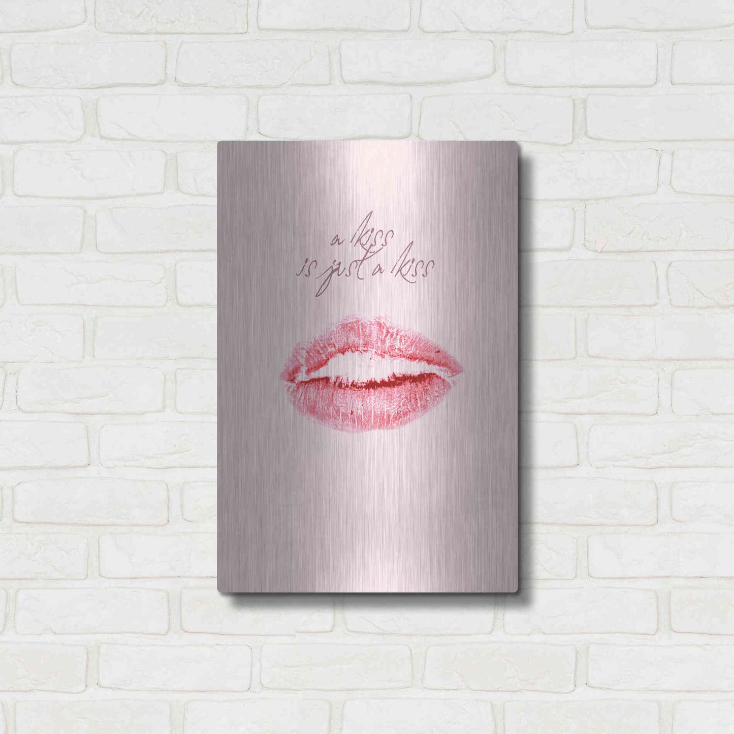 Luxe Metal Art 'A Kiss Is Just a Kiss' by Design Fabrikken, Metal Wall Art,16x24