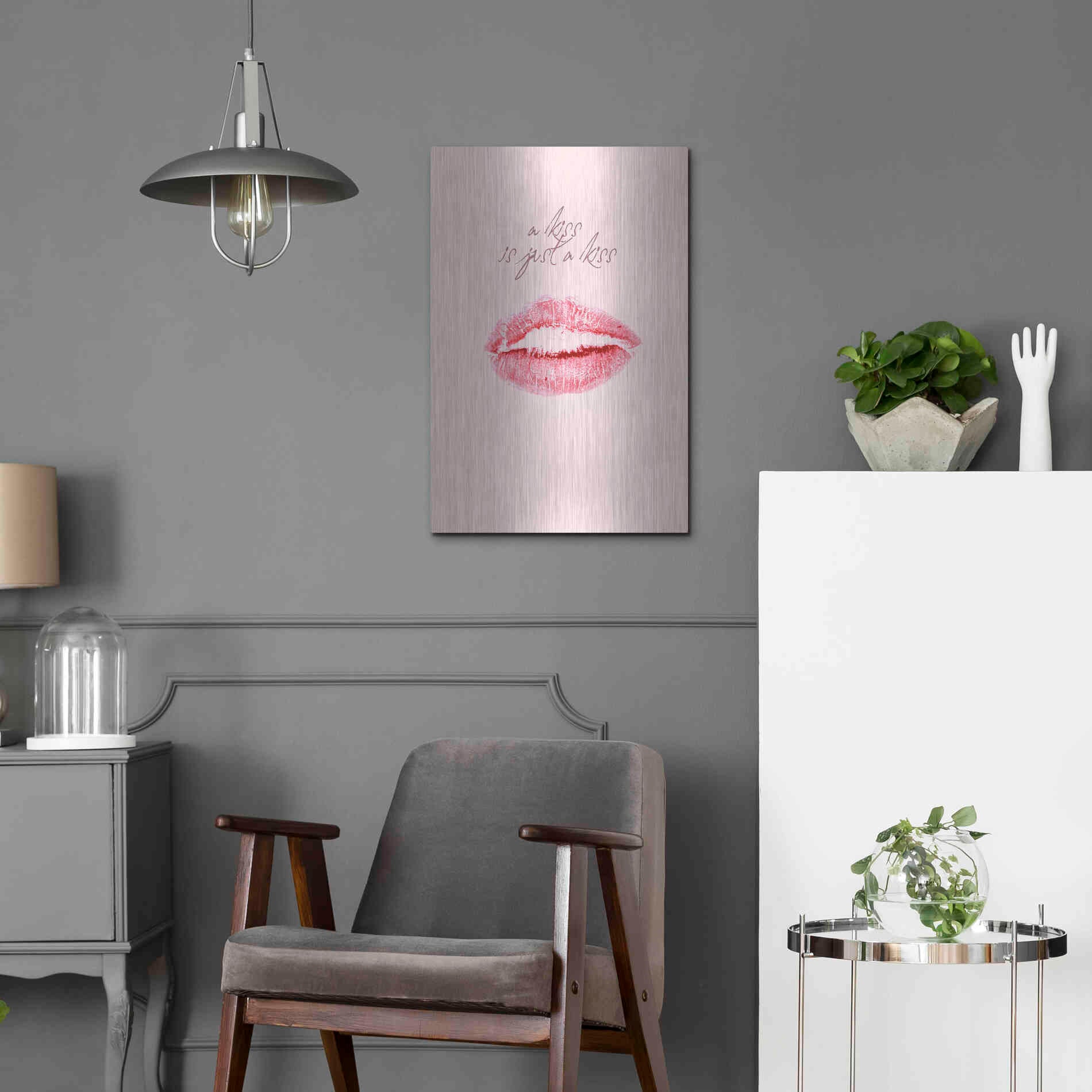 Luxe Metal Art 'A Kiss Is Just a Kiss' by Design Fabrikken, Metal Wall Art,16x24