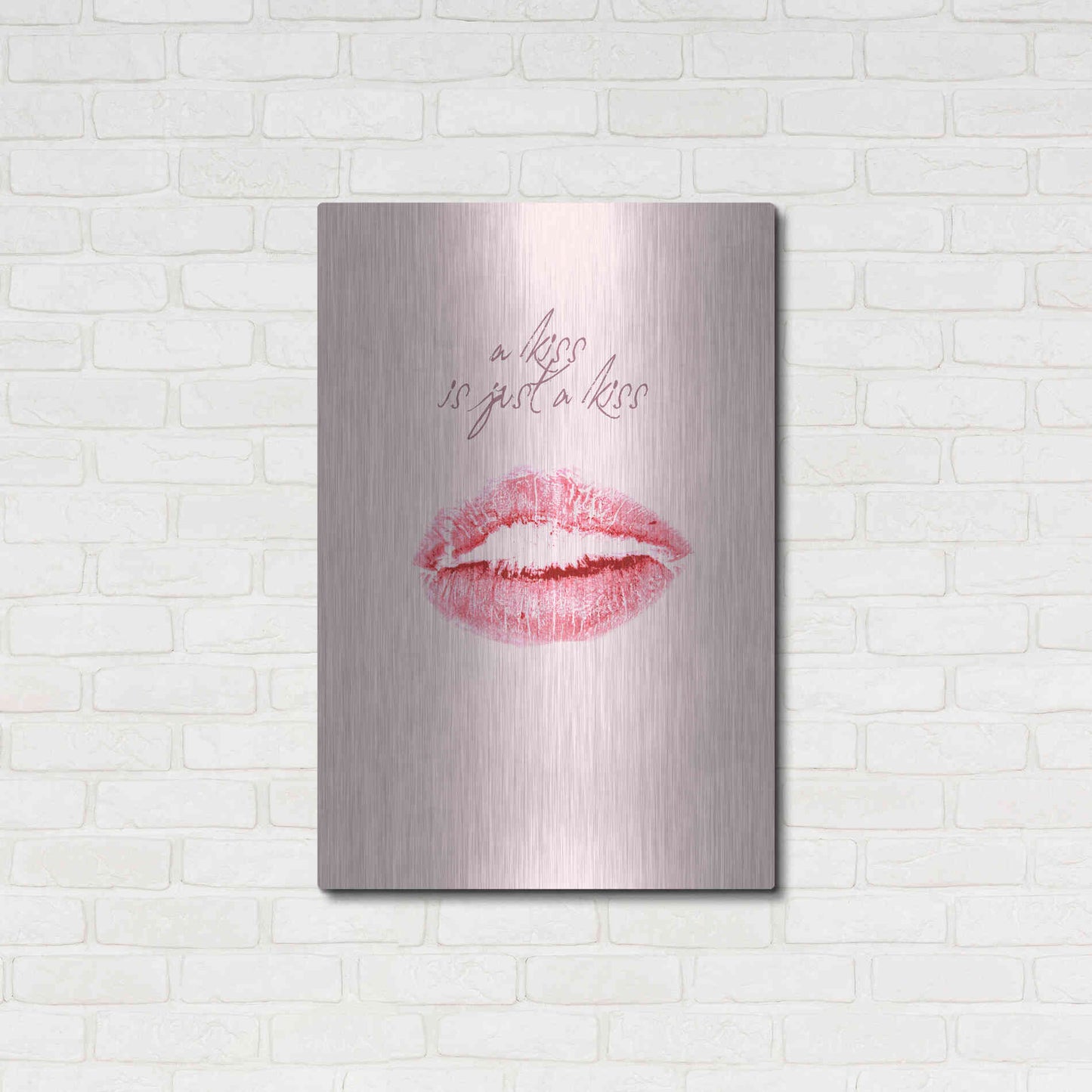 Luxe Metal Art 'A Kiss Is Just a Kiss' by Design Fabrikken, Metal Wall Art,24x36