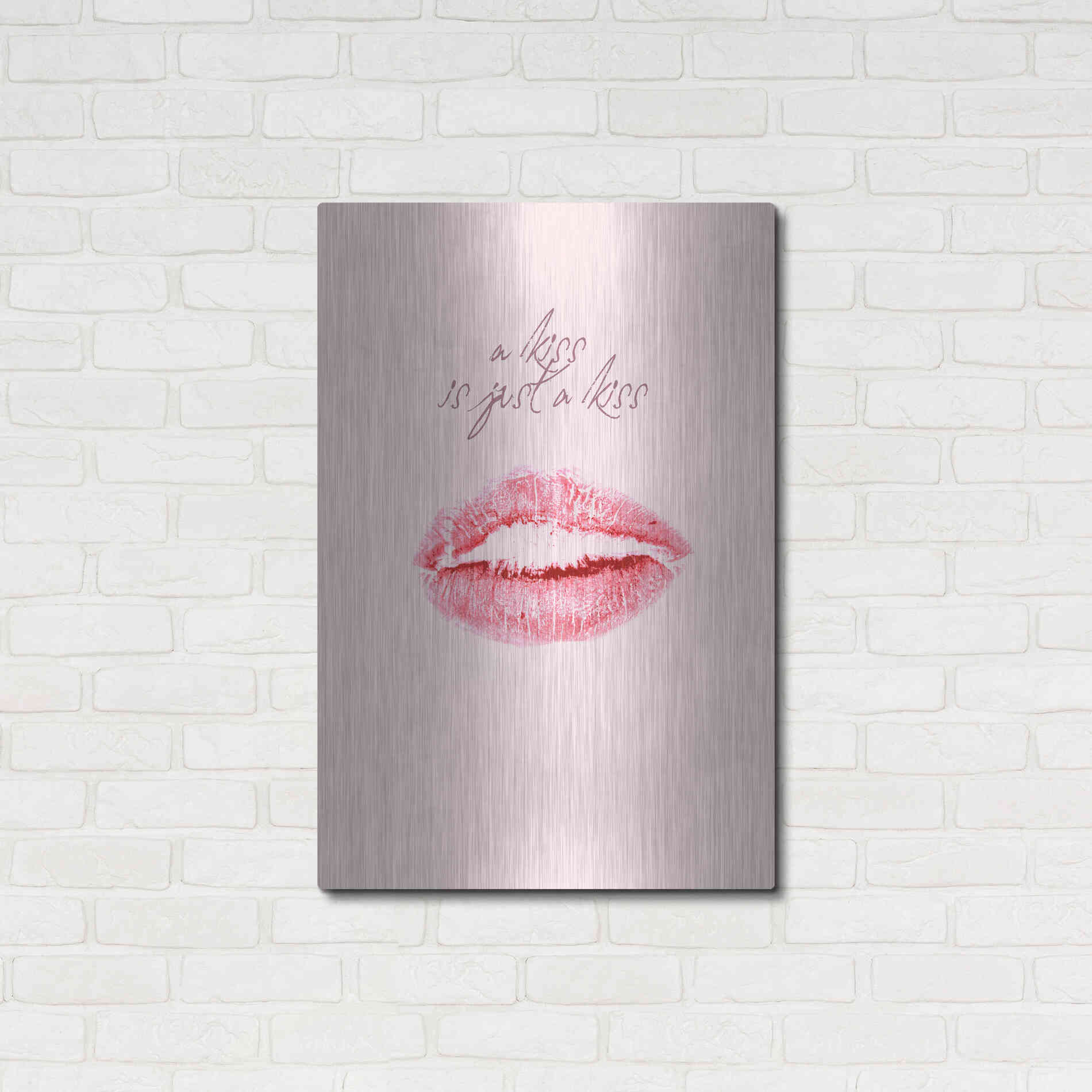 Luxe Metal Art 'A Kiss Is Just a Kiss' by Design Fabrikken, Metal Wall Art,24x36