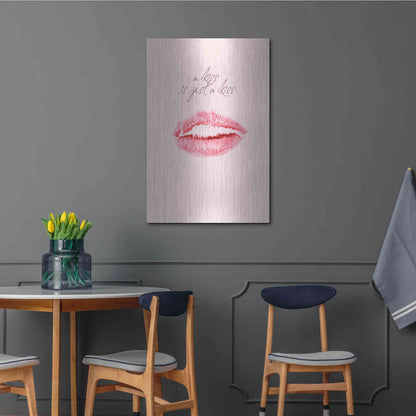 Luxe Metal Art 'A Kiss Is Just a Kiss' by Design Fabrikken, Metal Wall Art,24x36