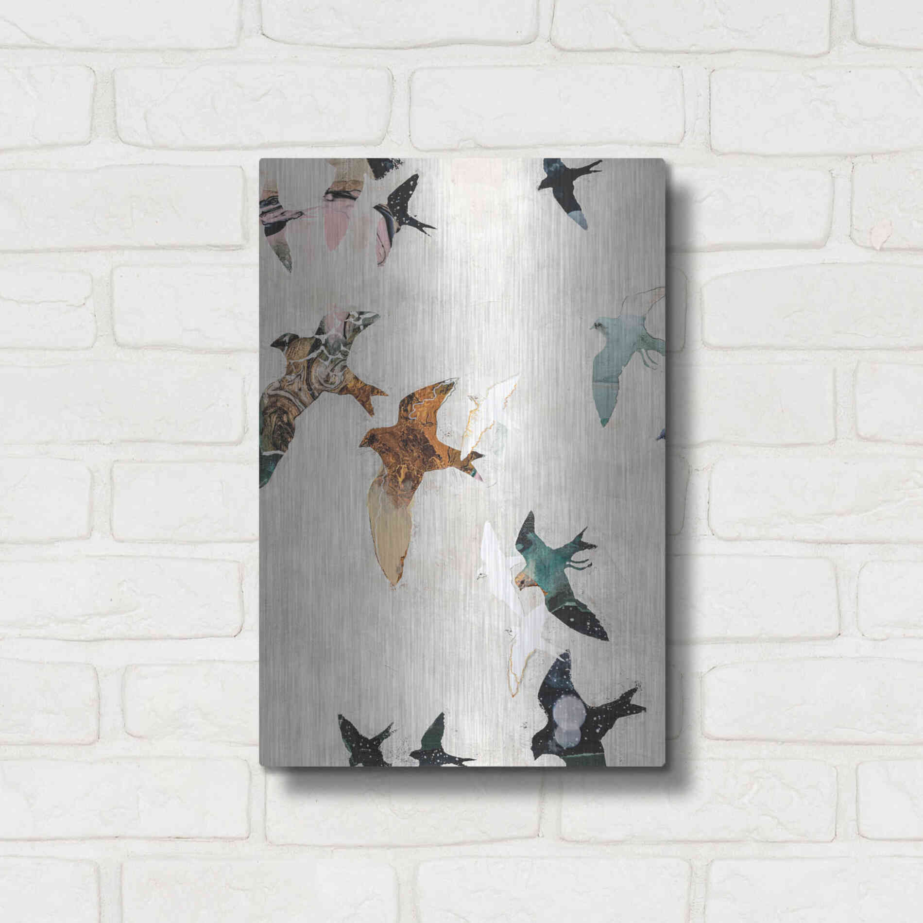 Luxe Metal Art 'Abstract Birds 1' by Design Fabrikken, Metal Wall Art,12x16
