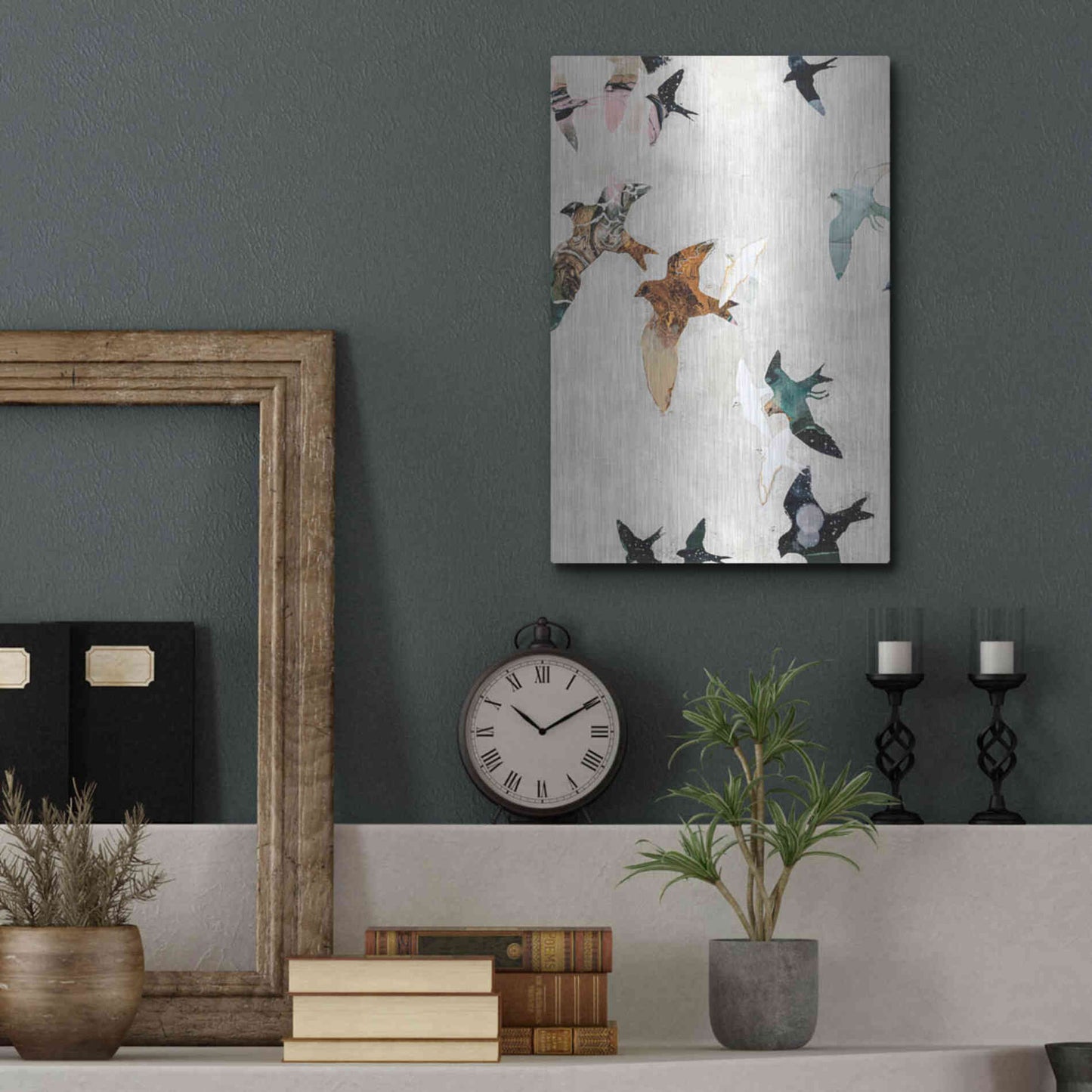 Luxe Metal Art 'Abstract Birds 1' by Design Fabrikken, Metal Wall Art,12x16