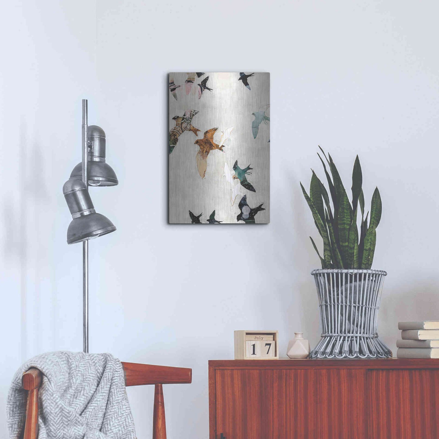 Luxe Metal Art 'Abstract Birds 1' by Design Fabrikken, Metal Wall Art,16x24