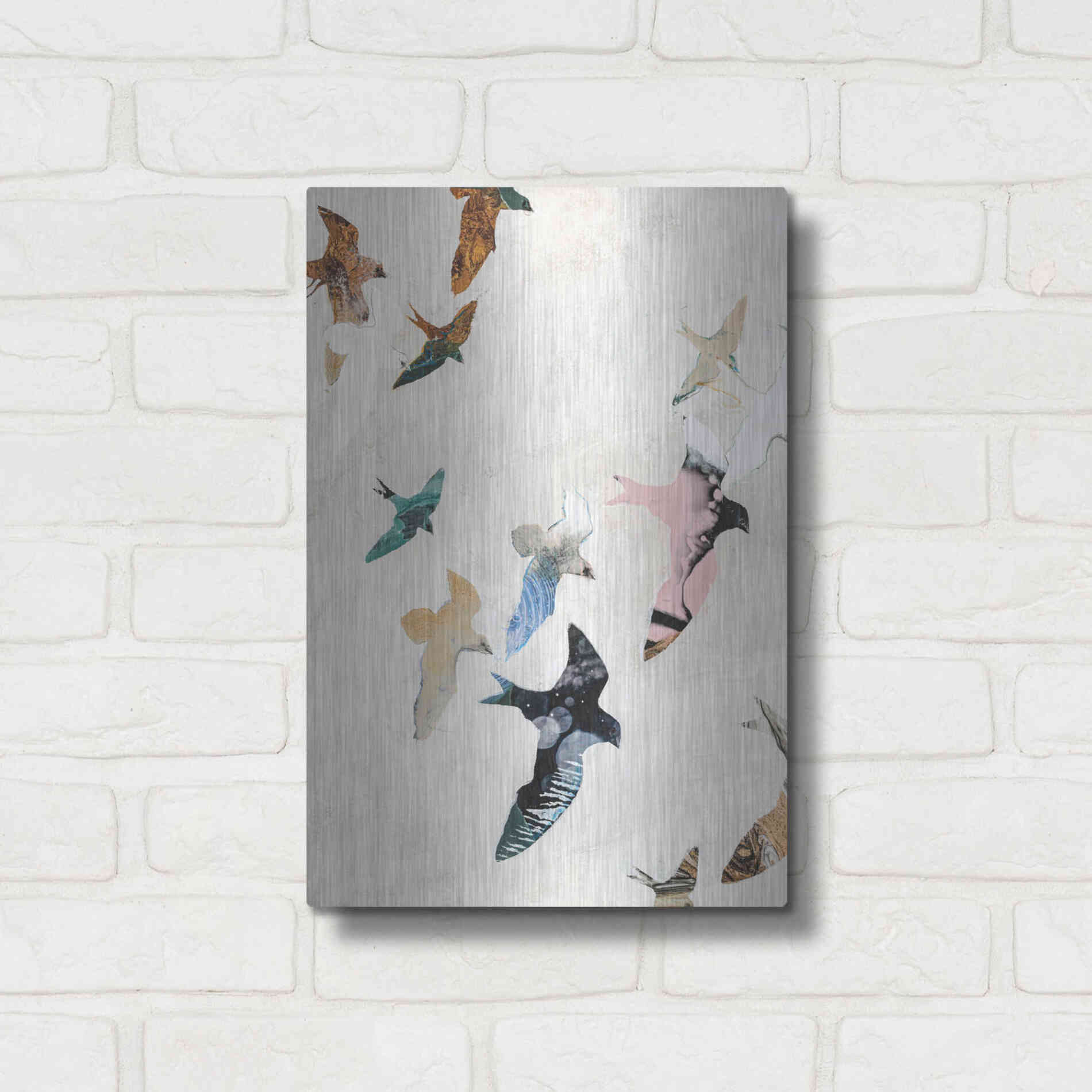 Luxe Metal Art 'Abstract Birds 2' by Design Fabrikken, Metal Wall Art,12x16