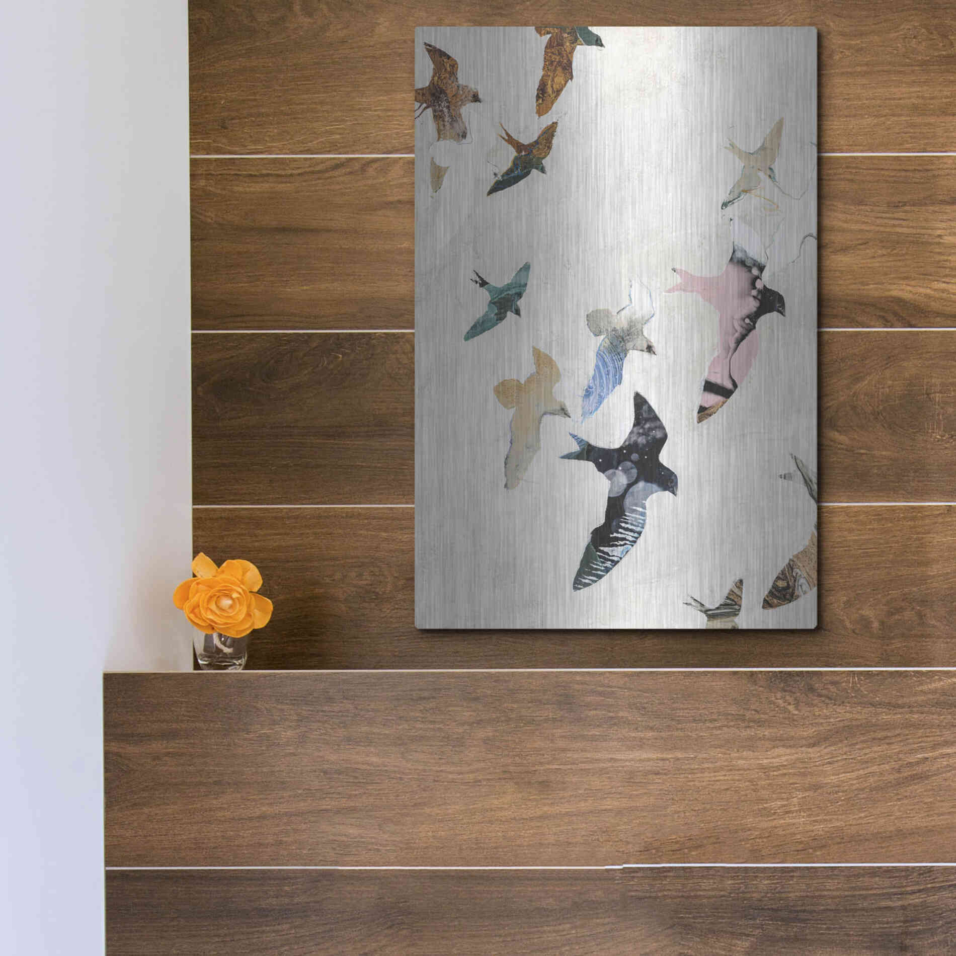 Luxe Metal Art 'Abstract Birds 2' by Design Fabrikken, Metal Wall Art,12x16