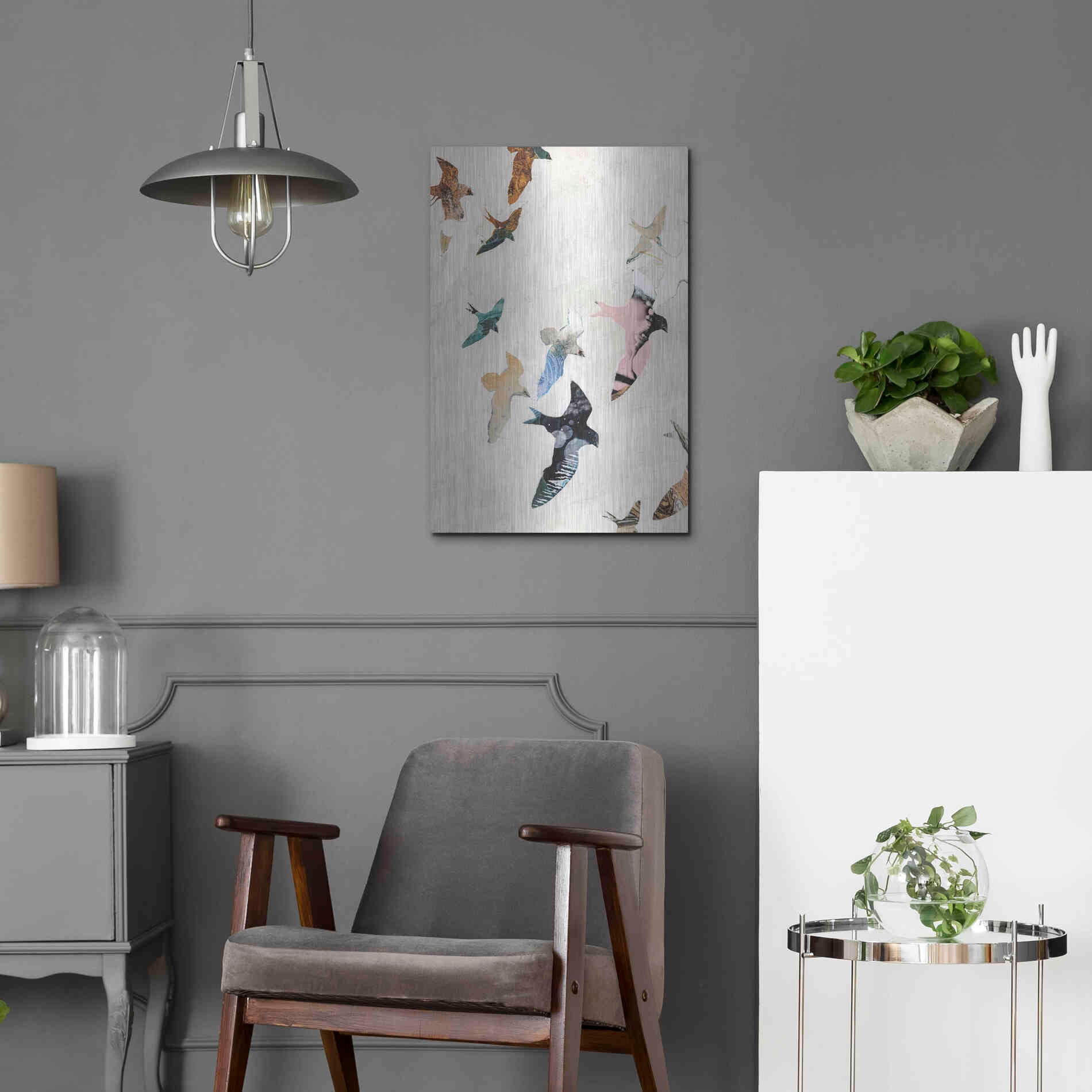 Luxe Metal Art 'Abstract Birds 2' by Design Fabrikken, Metal Wall Art,16x24