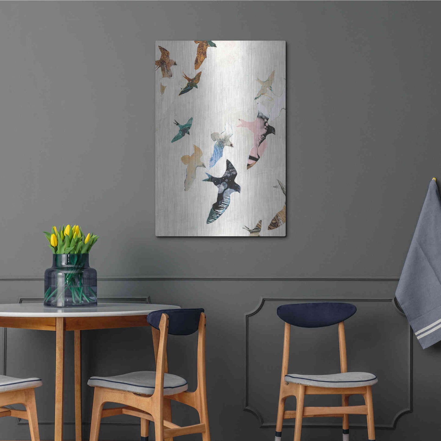 Luxe Metal Art 'Abstract Birds 2' by Design Fabrikken, Metal Wall Art,24x36