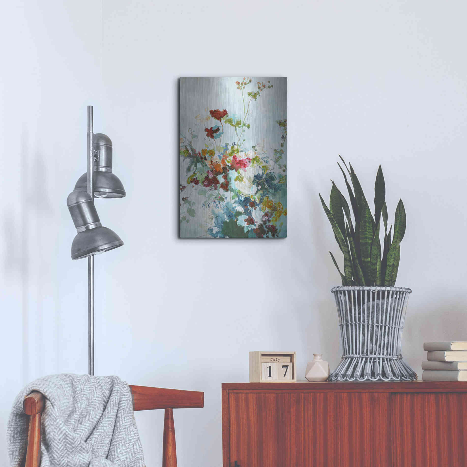 Luxe Metal Art 'Abstract Floral 1' by Design Fabrikken, Metal Wall Art,16x24