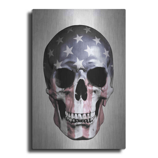 Luxe Metal Art 'American Skull-Grey' by Nicklas Gustafsson, Metal Wall Art