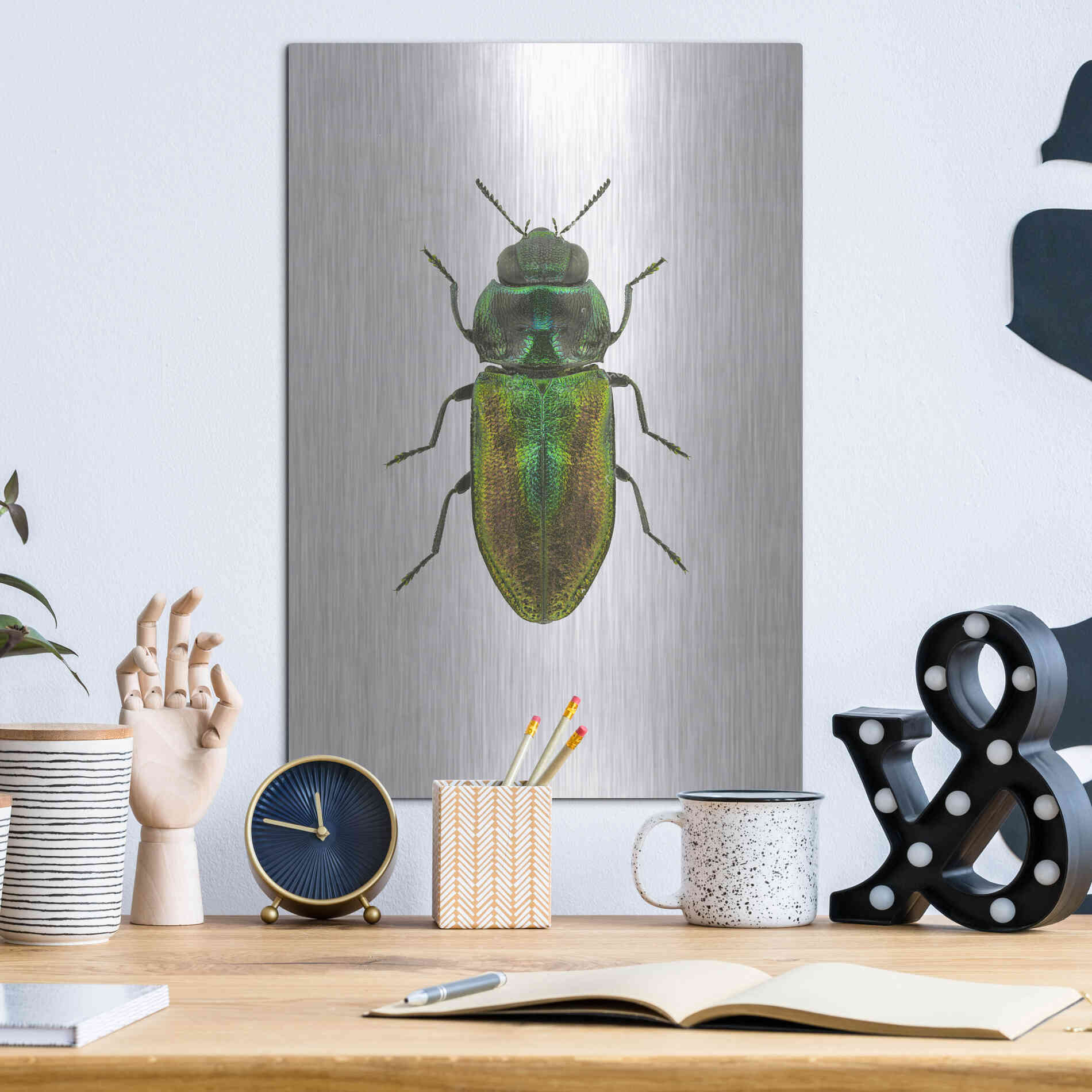 Luxe Metal Art 'Beetle 1' by Design Fabrikken, Metal Wall Art,12x16