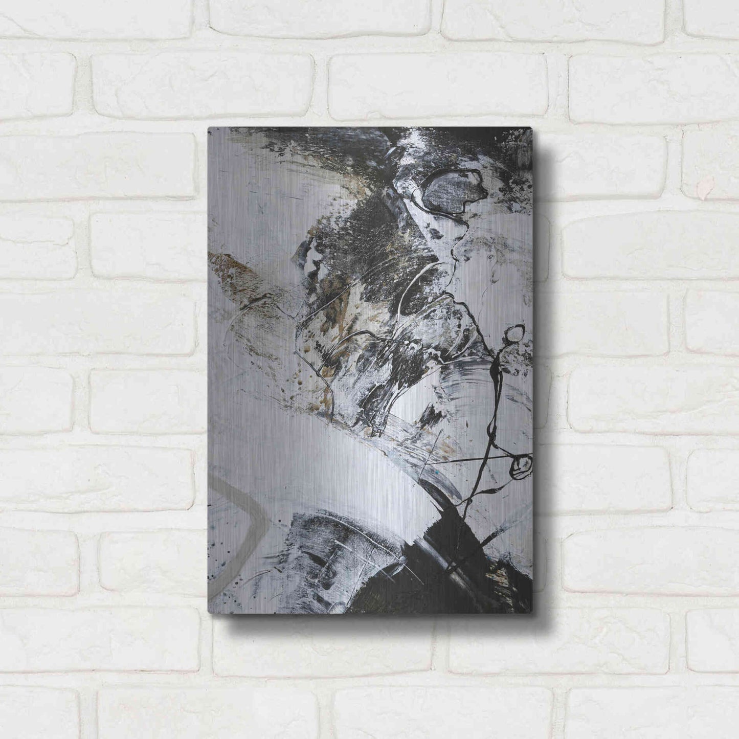 Luxe Metal Art 'Black and White 1' by Design Fabrikken, Metal Wall Art,12x16